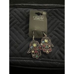 We Love Accessories Hamsa Hand Drop Earrings Boho Colorful‎